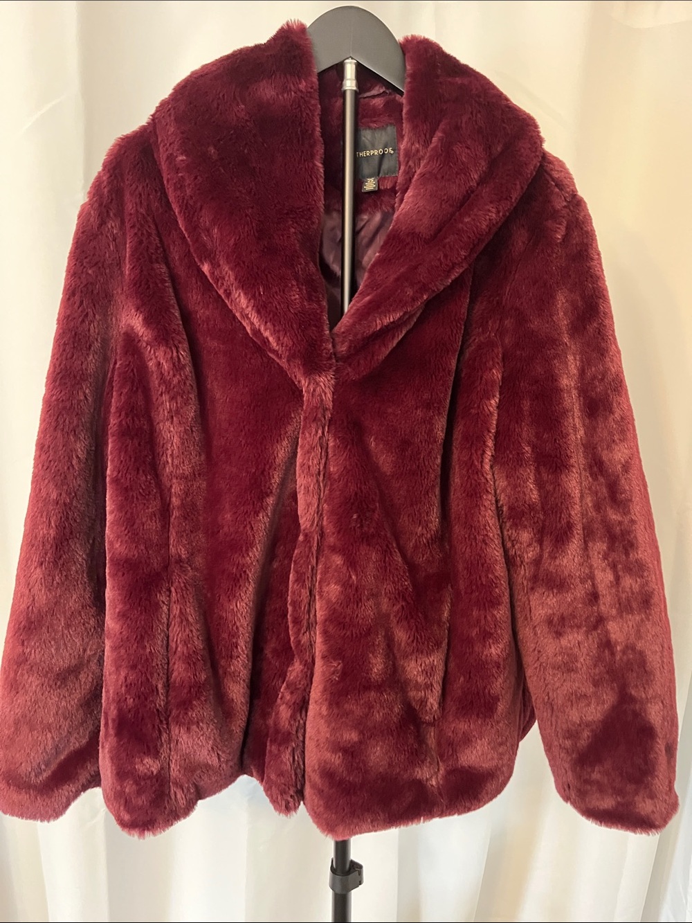 Weatherproof Plush Faux Fur Teddy Jacket in Burgundy